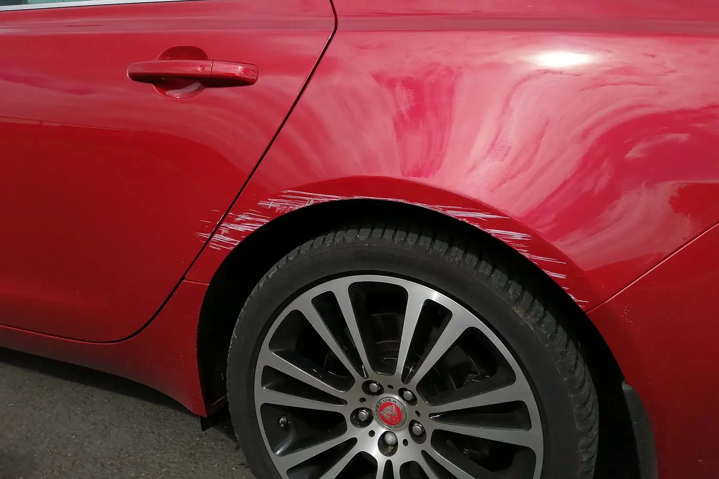 Red Jaguar accident repair