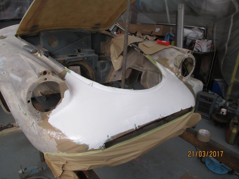 Bodywork on a Daimer SP250 (Dart)